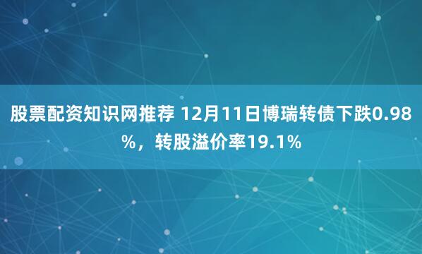 股票配资知识网推荐 12月11日博瑞转债下跌0.98%，转股溢价率19.1%