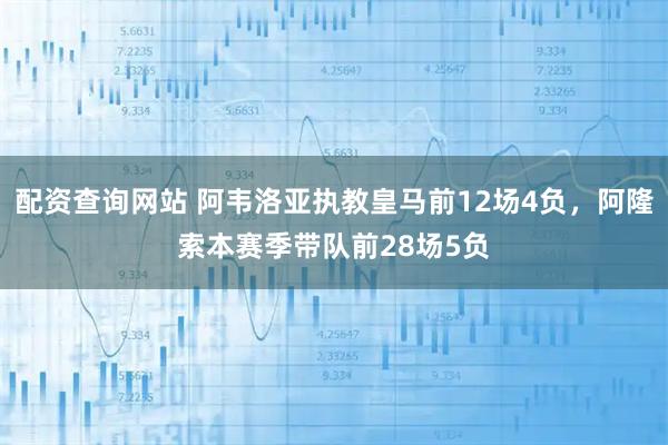配资查询网站 阿韦洛亚执教皇马前12场4负，阿隆索本赛季带队前28场5负